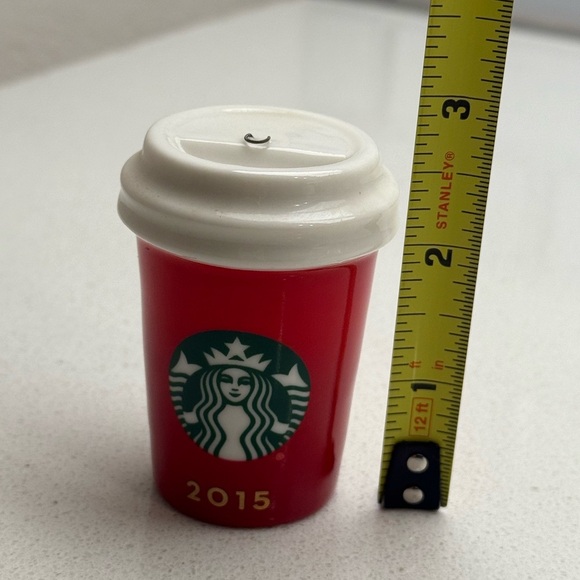 Starbucks Ceramic Tumbler Christmas Ornament 2015 Red Mini Coffee Cup - Picture 8 of 8